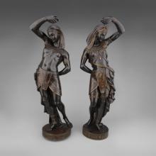 Male and female statues  c. 1860s–70s United States wood, paint Courtesy of Michaan’s Auctions, Alameda, CA L2014.2901.001, .002