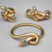 Snake necklace, bracelet, and tiara