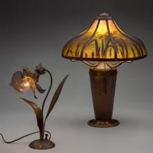 Flower lamp  c. 1907, Lamp with painted shade  1910
