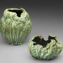 Queen Anne’s lace vase  1905–17; Cabbage leaf bowl  1905–17