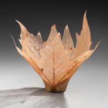 Kiri IV #1  1993 Kay Sekimachi (b. 1926) Kiriwood paper laminated to silk tissue, stitched and folded; chopstick handle L2013.2601.054