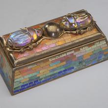 Scarab mosaic stamp box  c. 1910