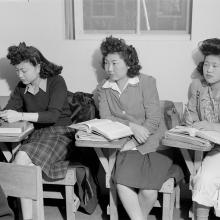 High school biology class; Kiyo Yoshida, Lillian Wakatsuki, and Yoshiko Yamasaki  1943 