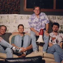 Andrew Stanton, Pete Docter, John Lasseter, and Joe Ranft  