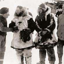 Amundsen congratulates Byrd after his return from a flight over the North Pole  1926