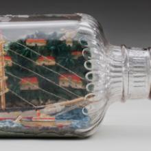 Model-in-bottle of a three-masted ship