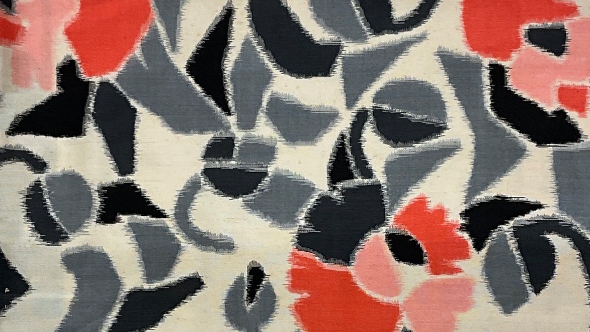 Detail of Meisen kimono with floral pattern  1930s