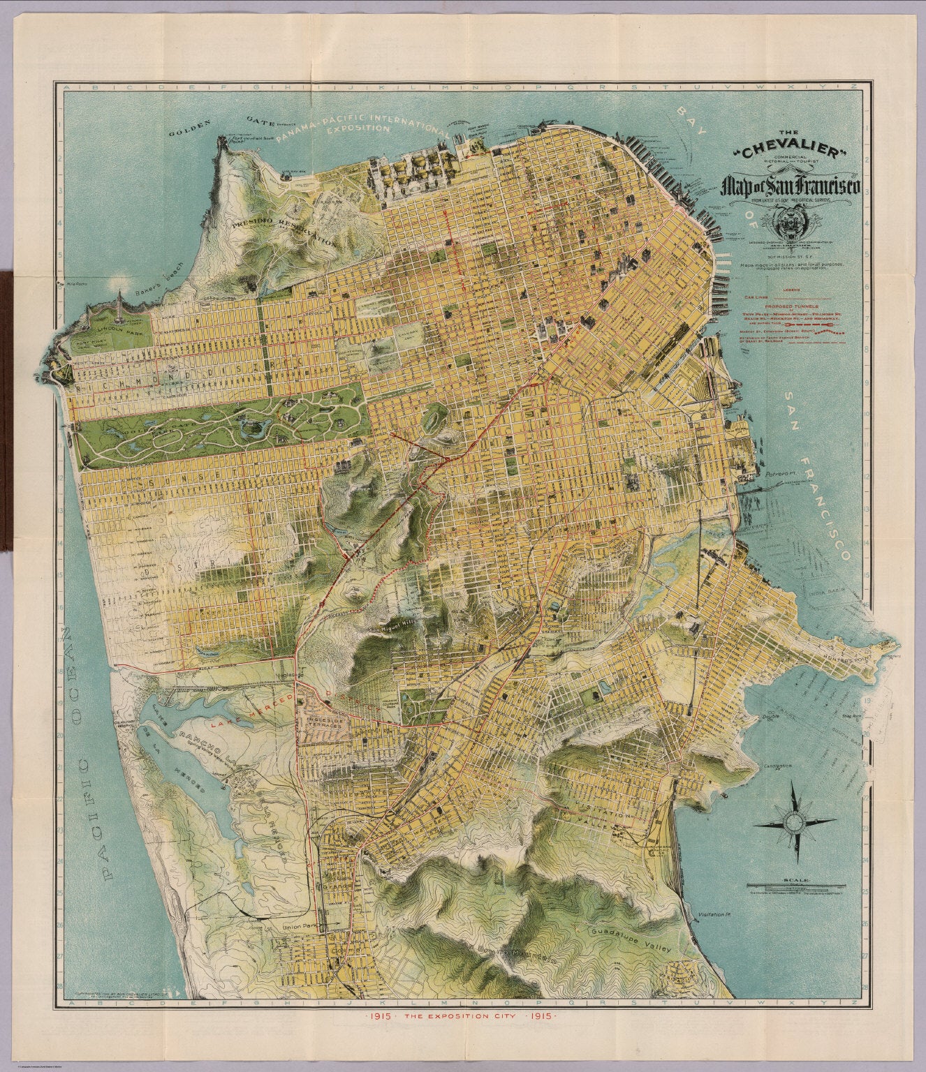 The “Chevalier” Commercial, Pictorial and Tourist Map of San Francisco  1915