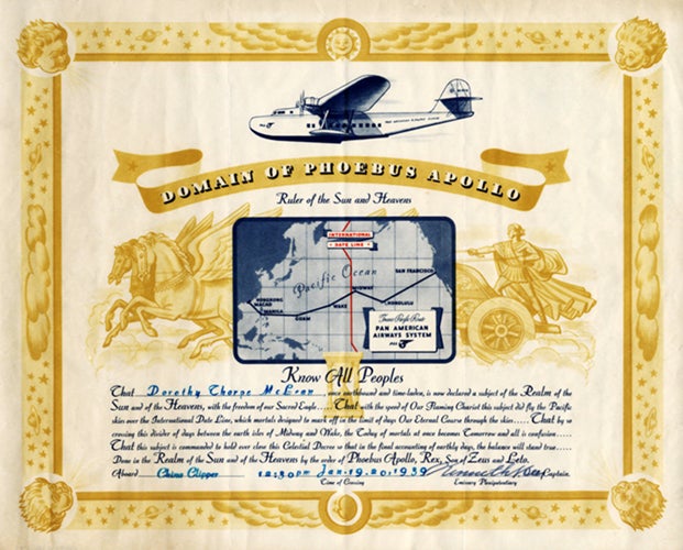 Certificate signed by Captain Kenneth W. Beer  1939