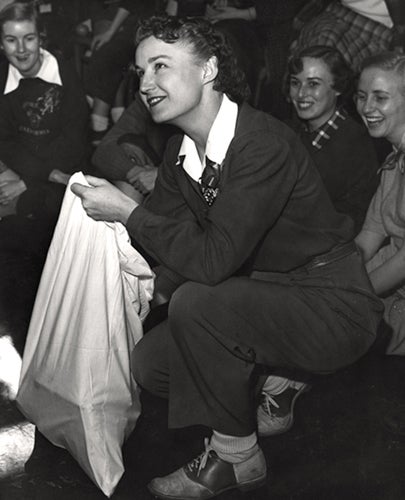 United Air Lines flight attendant Edith Lauterbach with her 