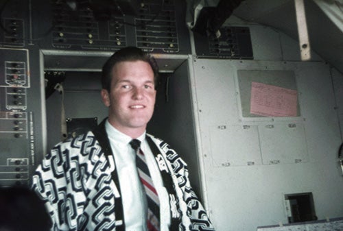 Al Mueller as passenger on Japan Air Lines Douglas DC-8  1965