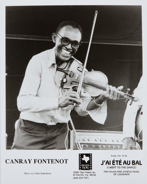 J’ai Été Au Bal publicity photograph featuring Canray Fontenot  c. 1989 Photograph: Chris Strachwitz Courtesy of Chris Strachwitz and/or the Arhoolie Foundation L2018.1101.234